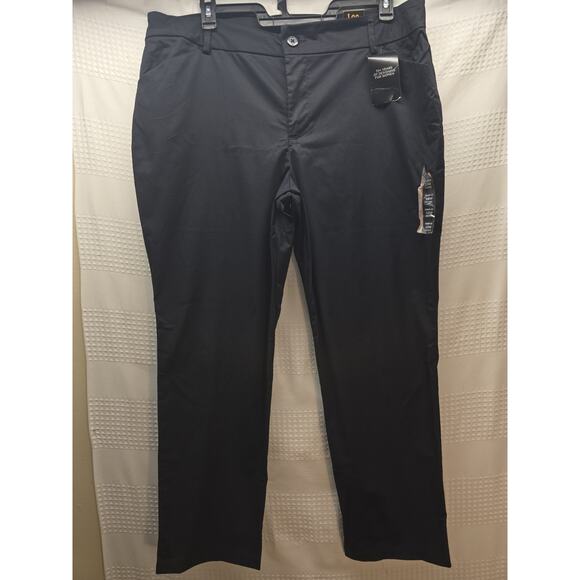 Lee Pants - Lee Wrinkle Free Pants Womens Size 18w Petite Black Straight Leg